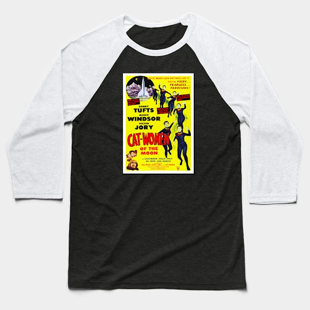 Cat Women Of The Moon (1953) 1 Baseball T-Shirt by GardenOfNightmares